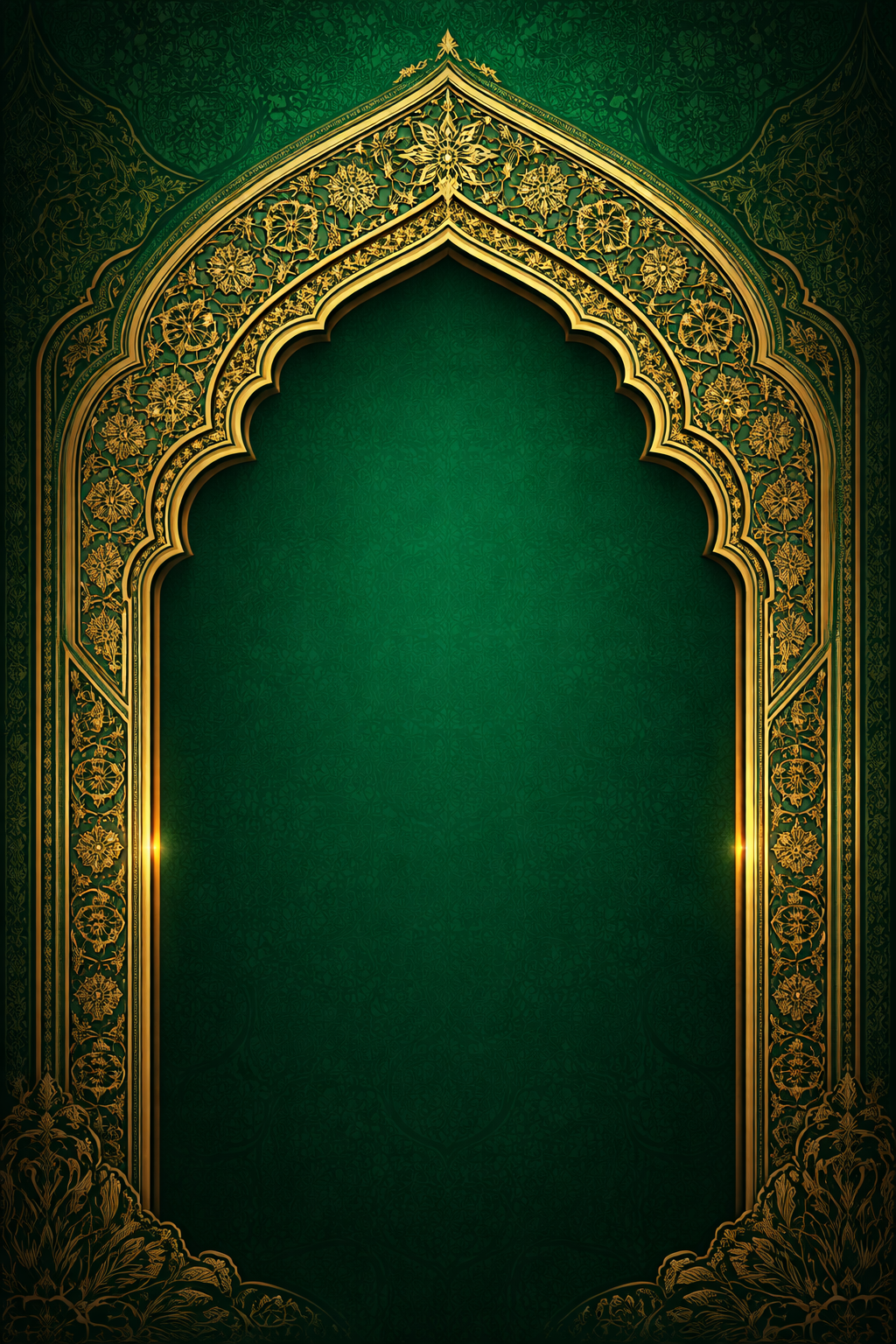 Islamic Mihrab Arch — Gold on Emerald Green